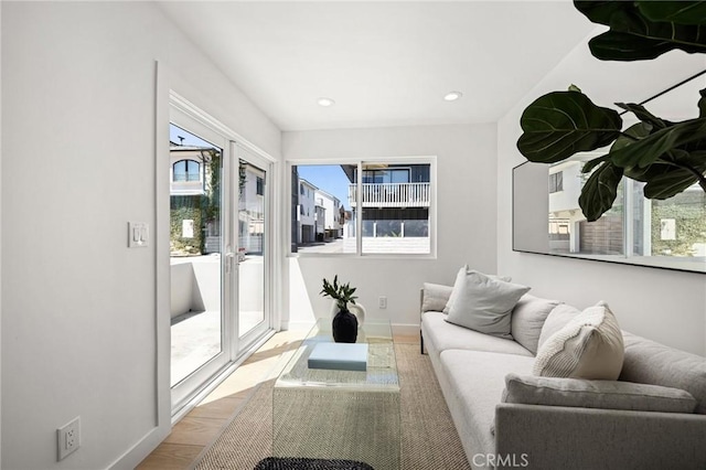 living room featuring light hardwood / wood-style floors