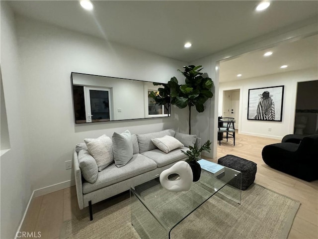 living room featuring light wood-type flooring