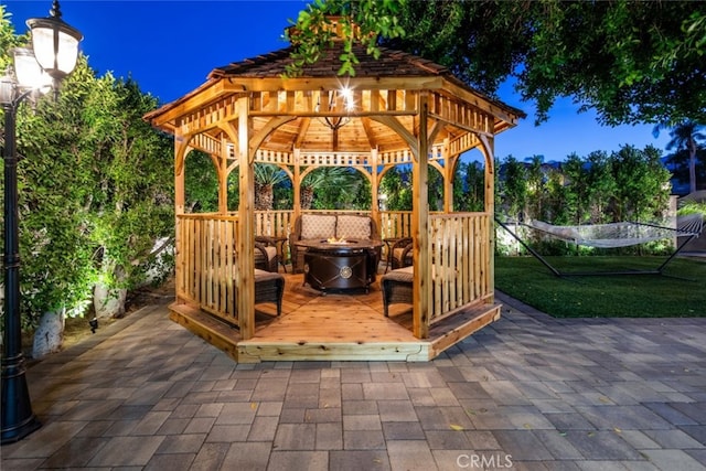 view of patio featuring a gazebo