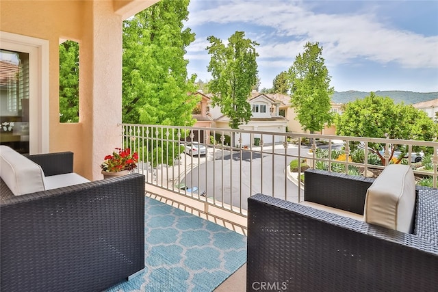 balcony with a mountain view