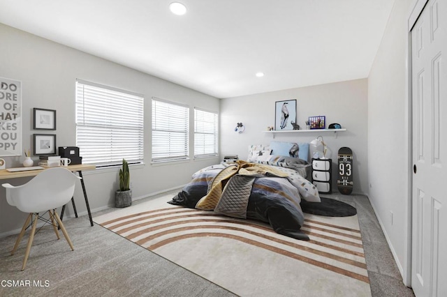 bedroom featuring carpet