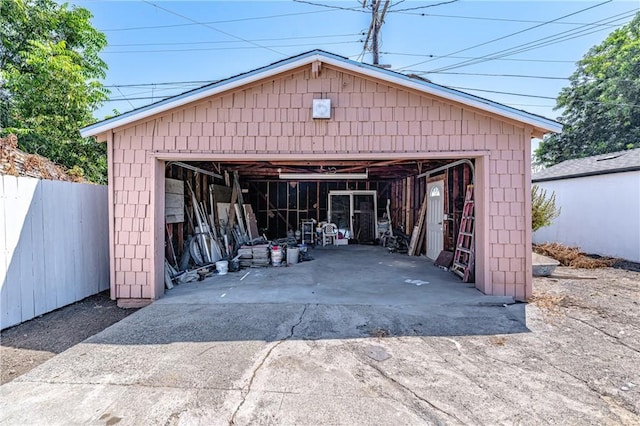 view of garage