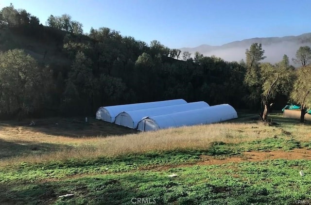 view of yard featuring a mountain view