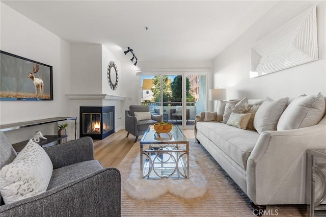 living room with hardwood / wood-style flooring