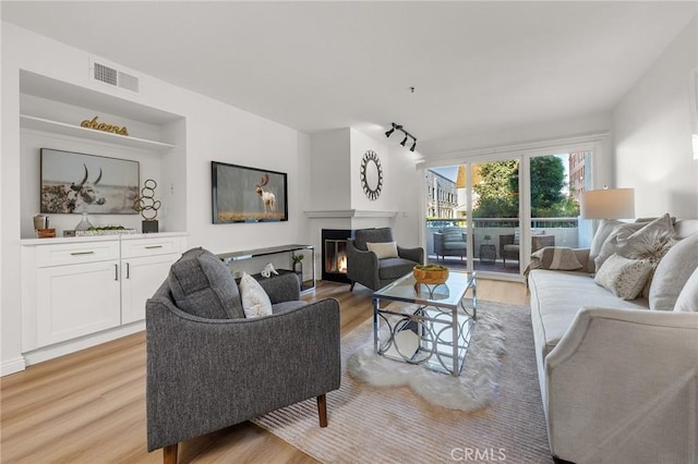 living room featuring light wood-type flooring