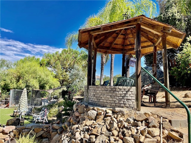 view of patio featuring a gazebo