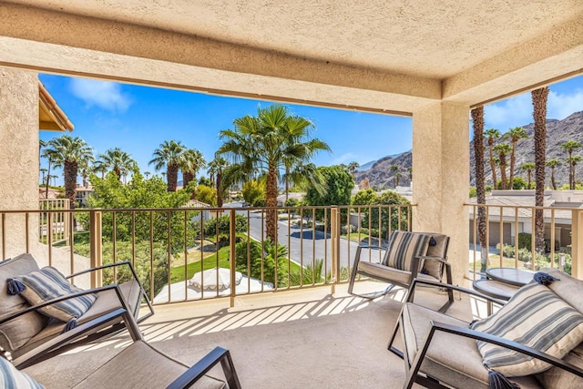 balcony with a mountain view