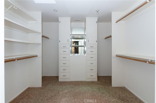 spacious closet featuring light carpet