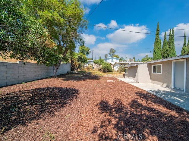 view of yard with a patio area