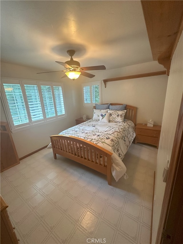 bedroom featuring ceiling fan