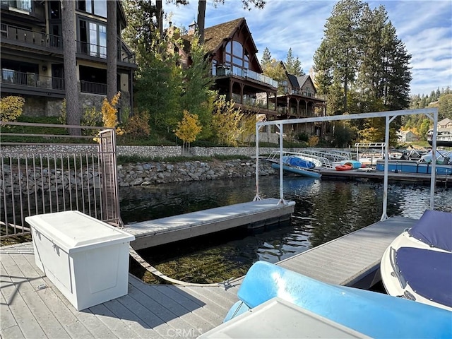 view of dock featuring a water view