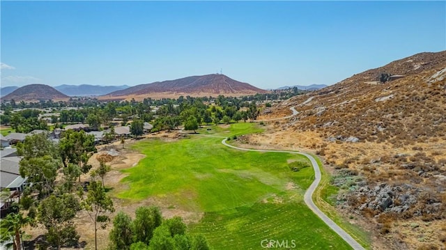 bird's eye view with a mountain view