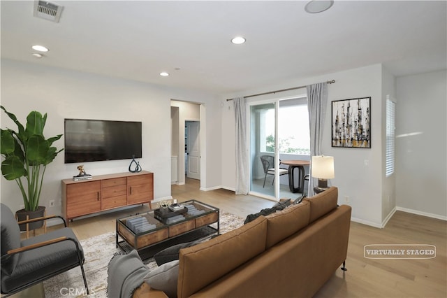 living room featuring light hardwood / wood-style flooring