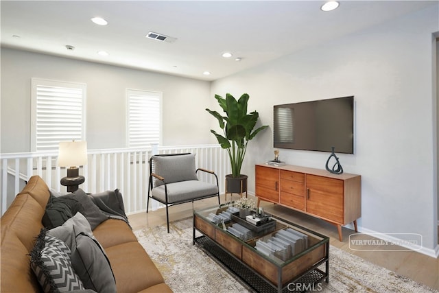 living room featuring light hardwood / wood-style floors