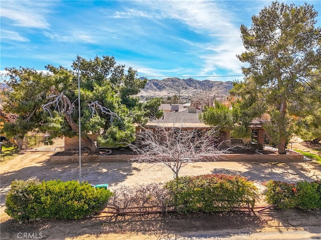 exterior space featuring a mountain view