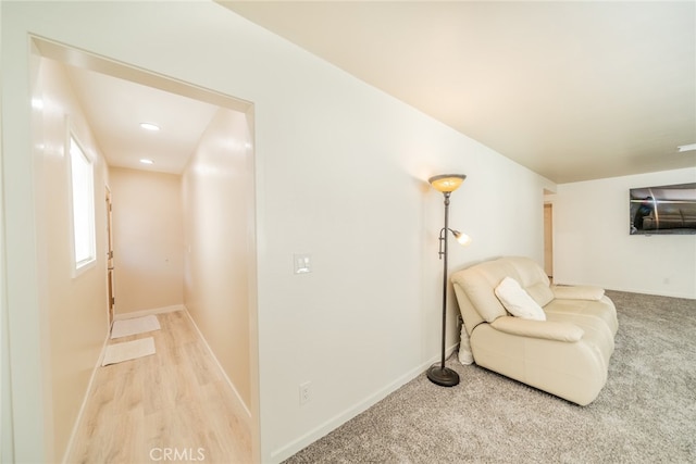 living room with light hardwood / wood-style floors