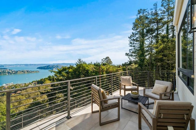 balcony with a water view