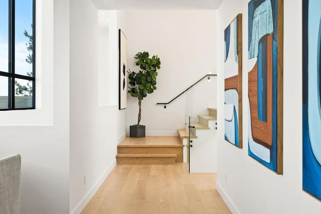 hall featuring light hardwood / wood-style flooring