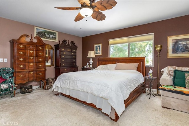 bedroom with carpet flooring and ceiling fan