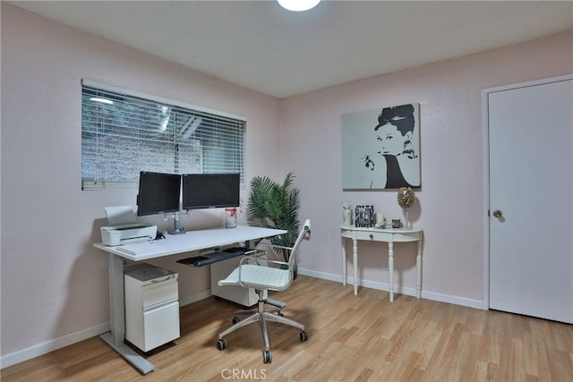 office area featuring light hardwood / wood-style flooring