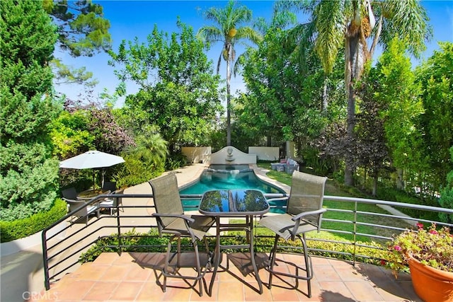 view of pool featuring a patio