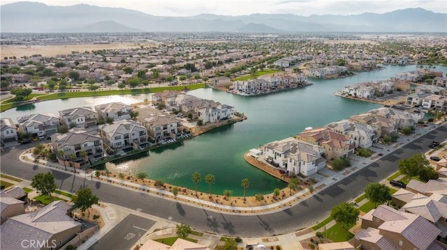 aerial view with a water and mountain view