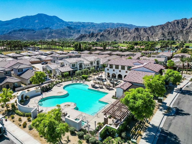 drone / aerial view with a mountain view