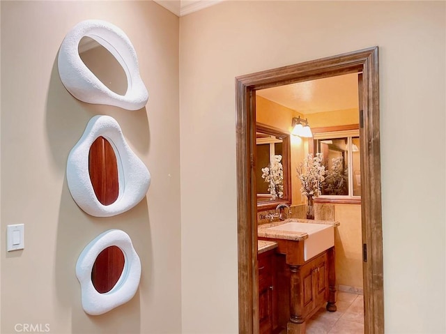 bathroom featuring vanity and tile patterned floors