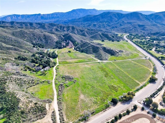 birds eye view of property with a mountain view