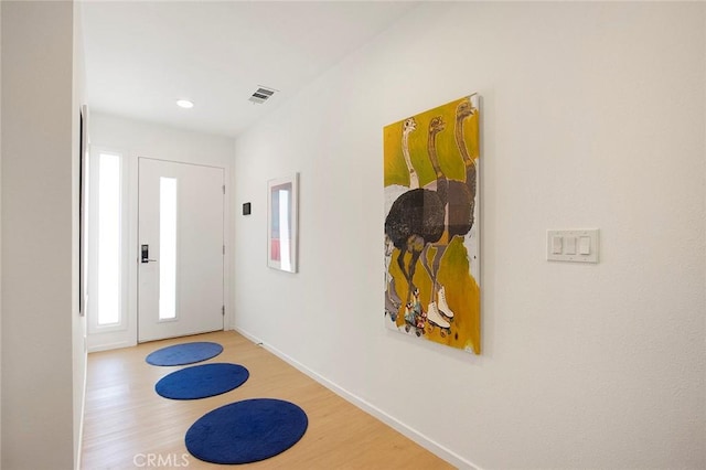 foyer entrance featuring hardwood / wood-style floors