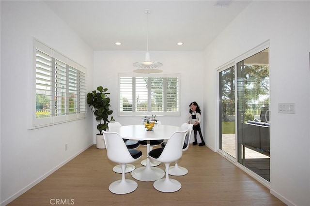 dining area featuring light hardwood / wood-style floors