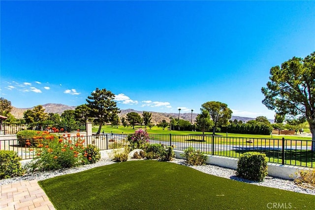 view of yard featuring a mountain view