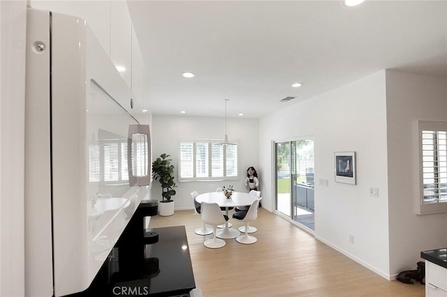 interior space featuring a wealth of natural light and light hardwood / wood-style flooring