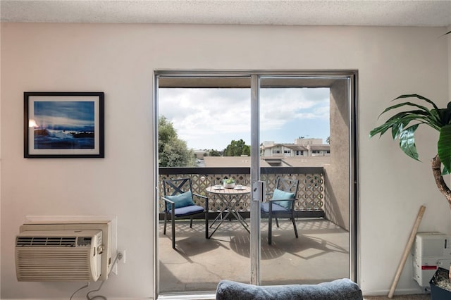 doorway to outside with carpet floors