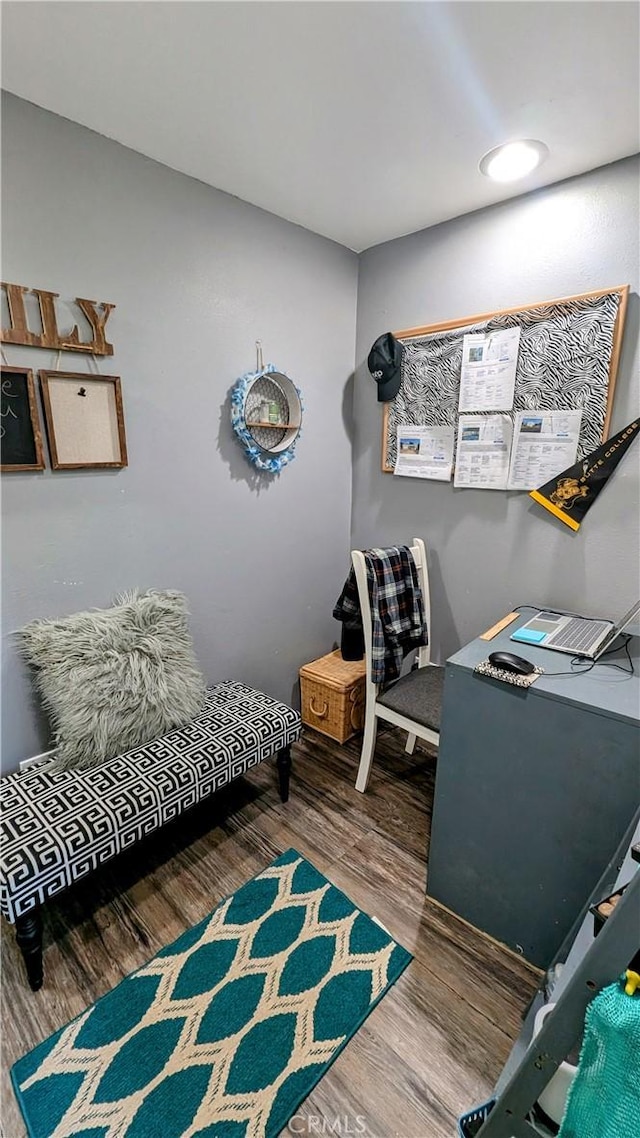 office area with hardwood / wood-style flooring