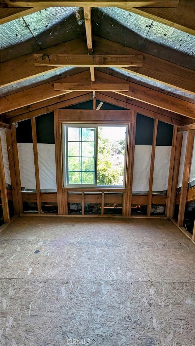 view of unfinished attic