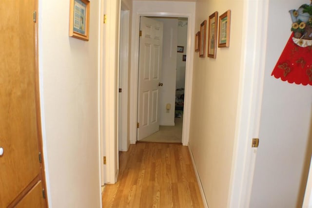 hall with light hardwood / wood-style floors