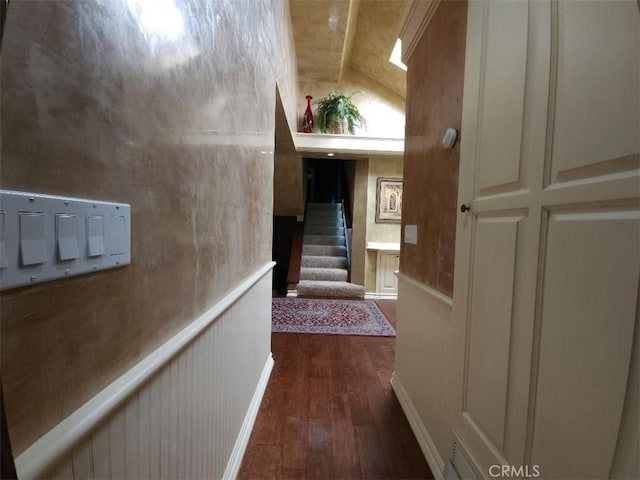 hallway featuring dark hardwood / wood-style flooring