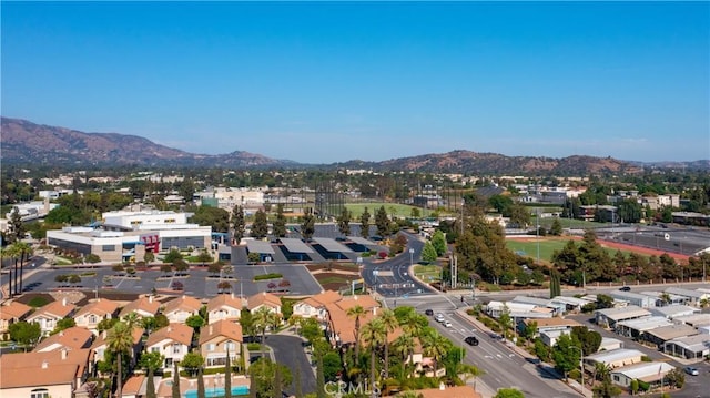 bird's eye view with a mountain view