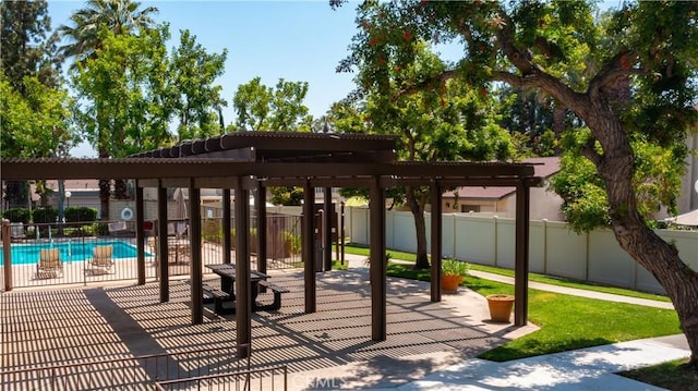 view of home's community featuring a pergola and a pool