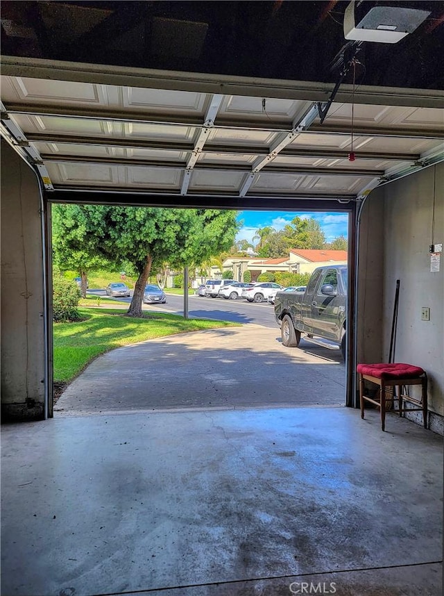 garage with a garage door opener