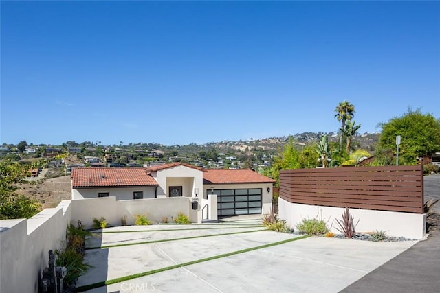 exterior space with a garage