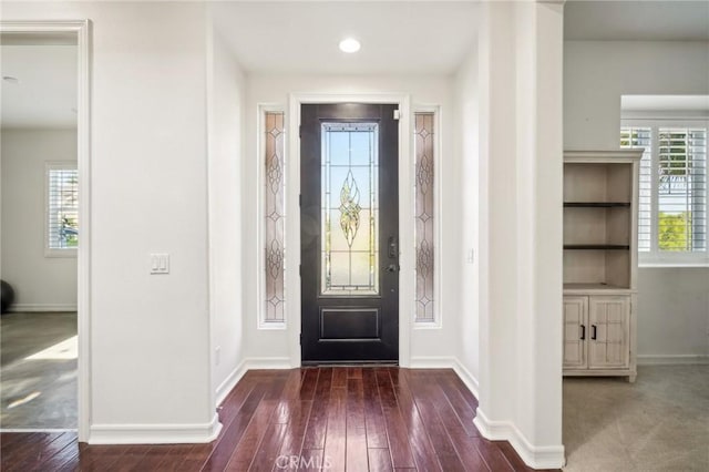 foyer entrance featuring dark hardwood / wood-style flooring