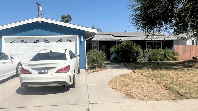 single story home with a garage