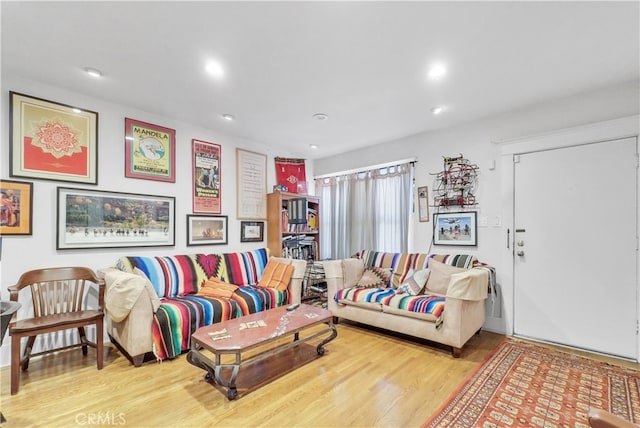 living room with hardwood / wood-style flooring