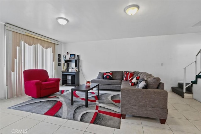 view of tiled living room