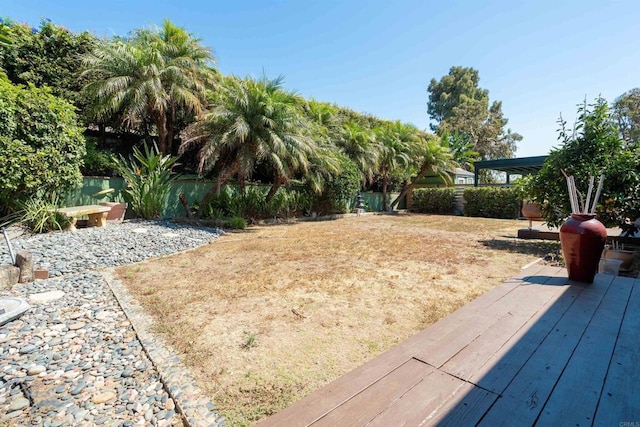 view of yard with a deck