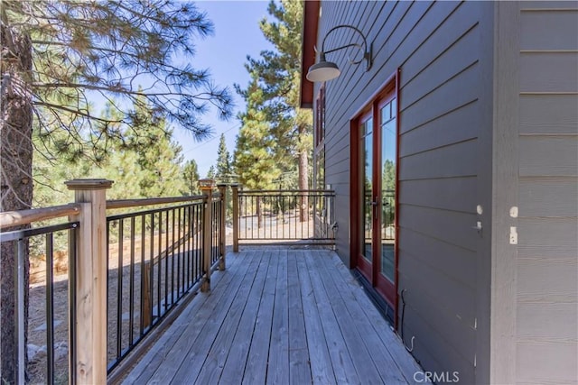 wooden deck with french doors