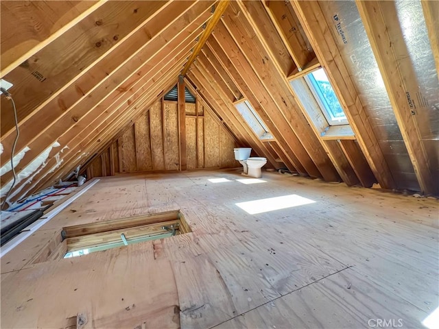 view of unfinished attic