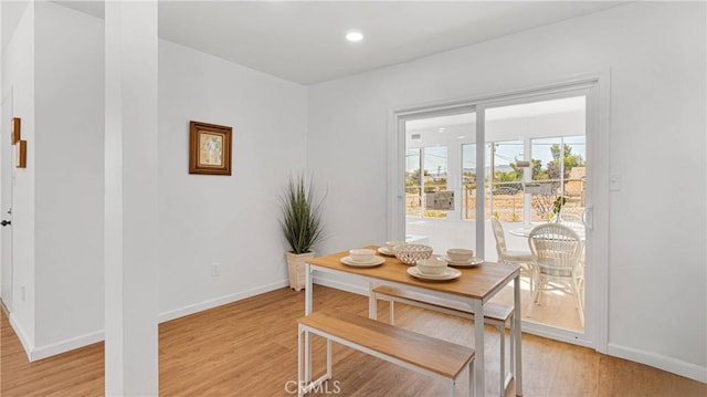 dining space featuring light hardwood / wood-style floors